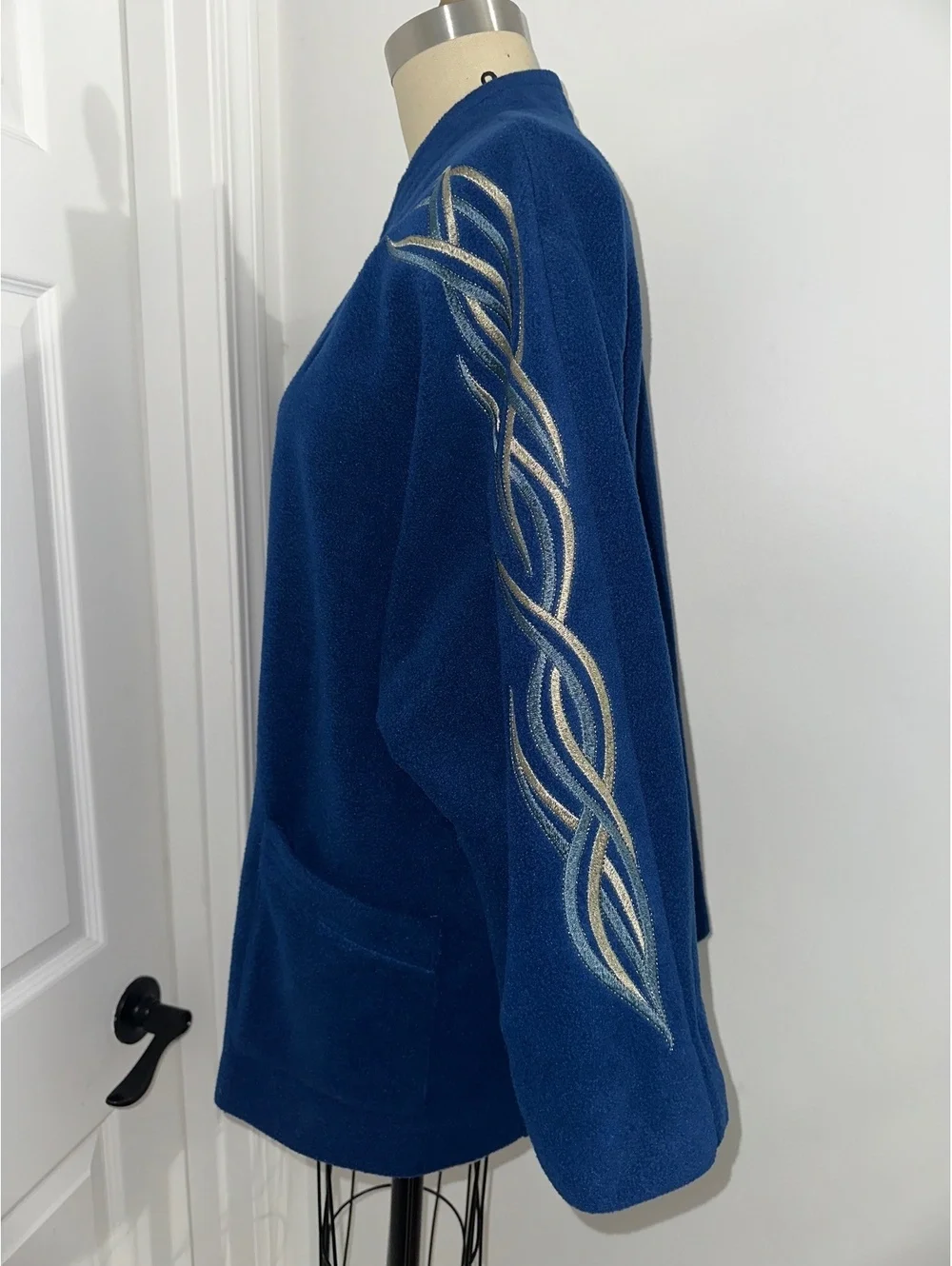 VTG 90s Bob Mackie Blue Embroidered Women's Cardigan Avant Garde XL